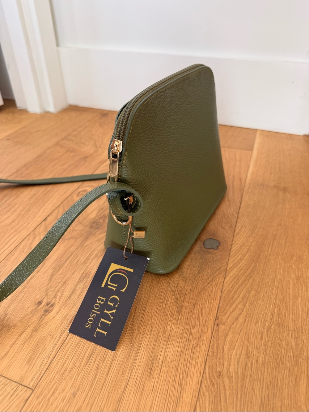 Bolso Olive Green Leather Crossbody Bag